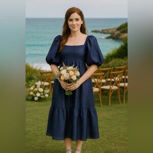 NWT Anthropologie Romantic Dress Puff Sleeve Cottagecore Wedding Date Spring